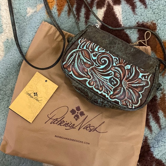 Patricia Nash Tooled Turquoise Crossbody Bag - Picture 3 of 6